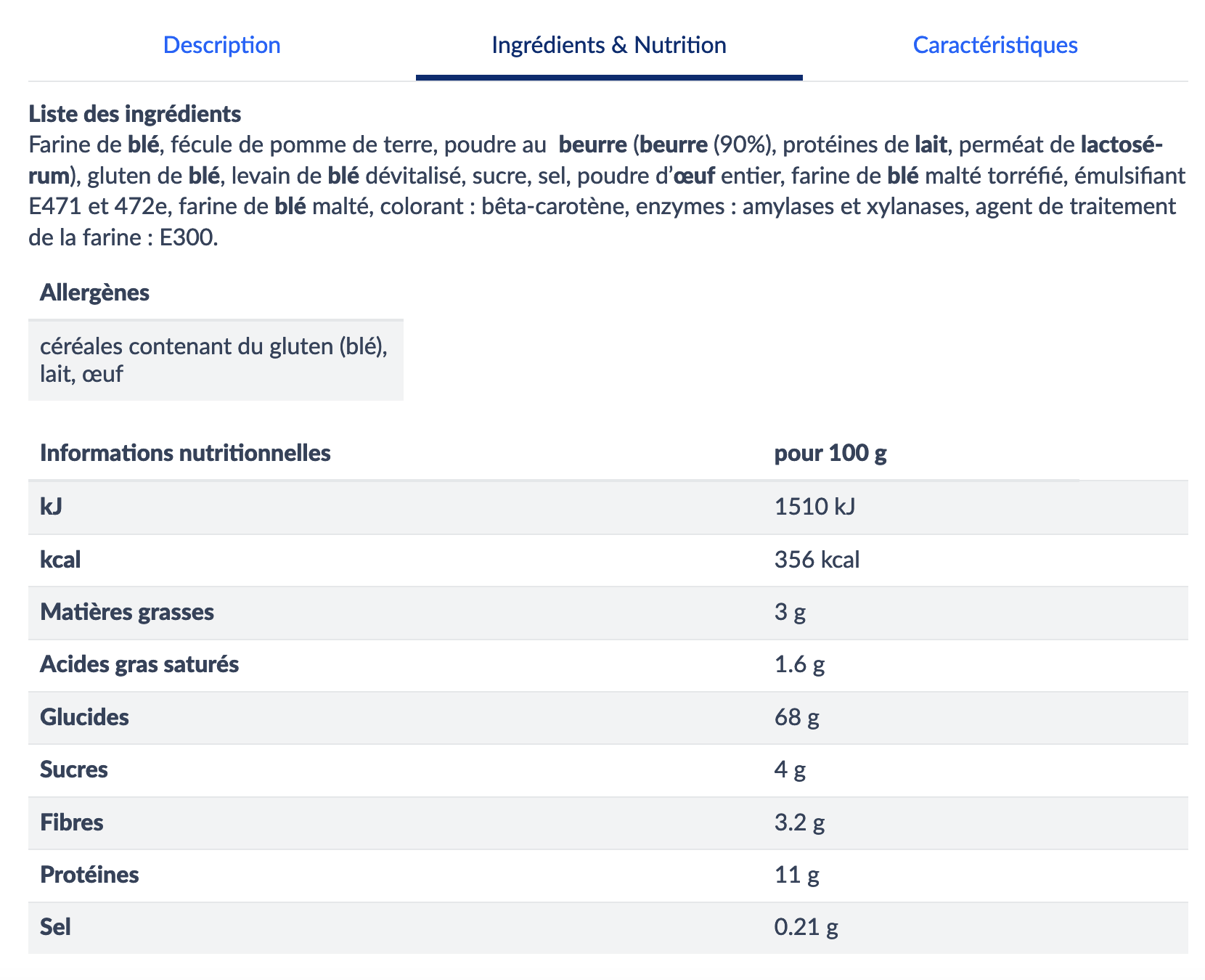 composition farine industrielle